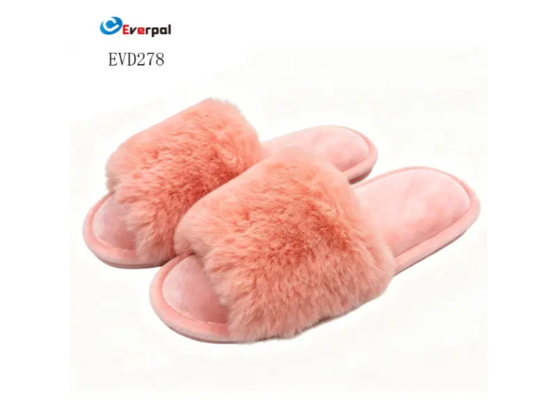 Fuzzy Fur Indoor House Bedroom Slipper kanggo Wanita